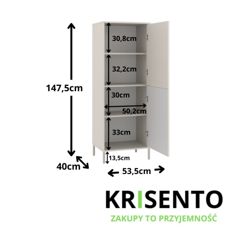 Wąska wysoka szafka KOM-938-KASZ-LAM-GŁ