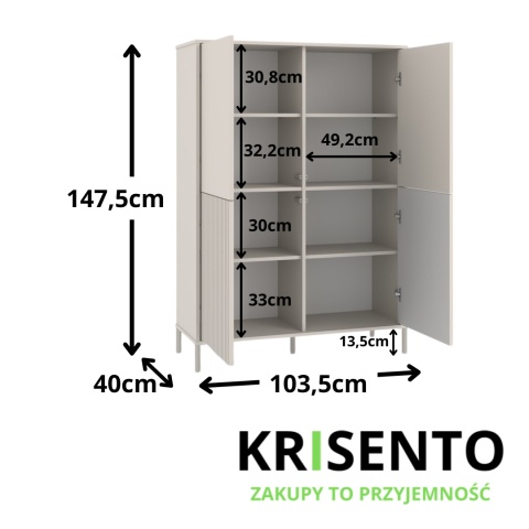 Komoda wysoka i szeroka KOM-939-KASZ-LAM-GŁ