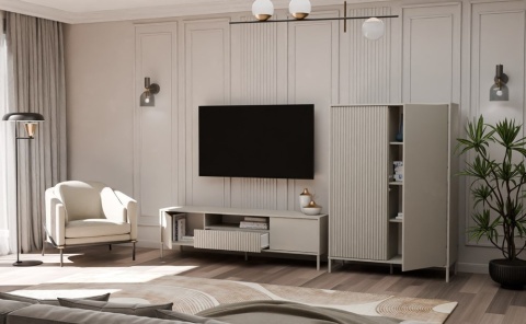 Wysoka komoda do sypialni KOM-937-KASZ-LAM-GŁ