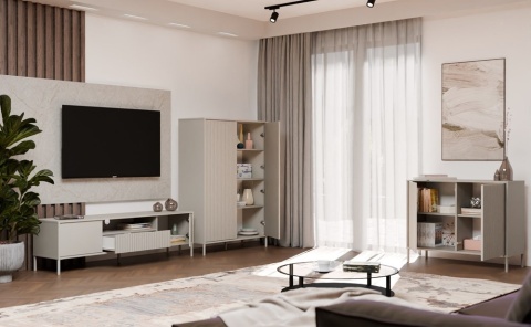 Wysoka komoda do sypialni KOM-937-KASZ-LAM-GŁ