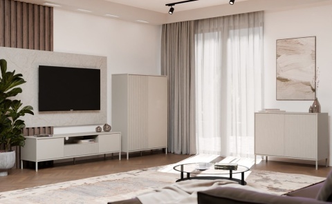 Wysoka komoda do sypialni KOM-937-KASZ-LAM-GŁ