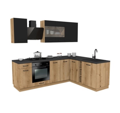 Zestaw mebli kuchennych narożnych KUCH-1802-1-CZERN-EVOKE-240x180