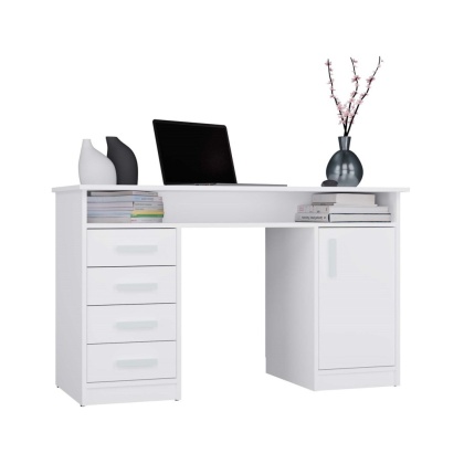 Biurko z szafką i szufladami 125cm BIUR-732-BIEL-MAT