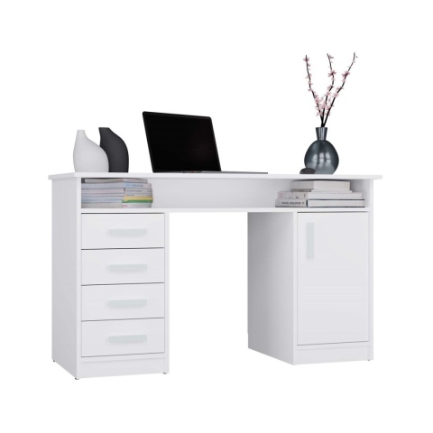 Biurko z szafką i szufladami 125cm BIUR-732-BIEL-MAT