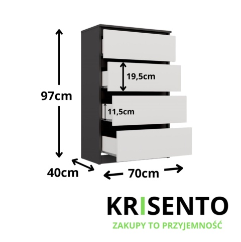 Biało szara komoda 70cm KOM-902-ANT-BIEL-MAT