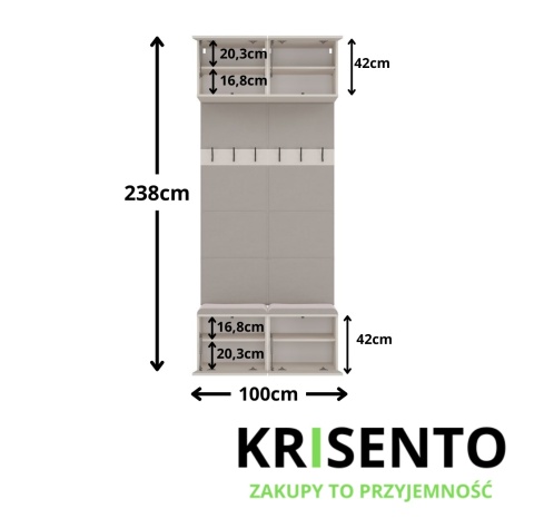 Garderoba z panelami tapicerowanymi GAR-108-2W-KASZ