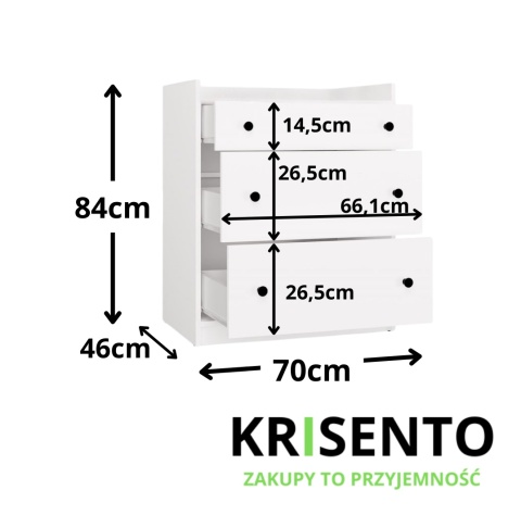 Komoda pod przewijak KOM-933-BIEL-MAT