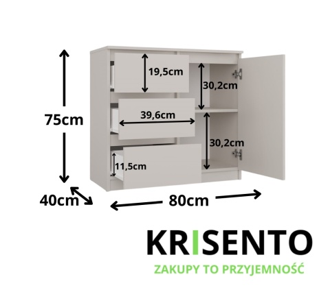 Komoda szerokość 80 cm KOM-910-KASZ