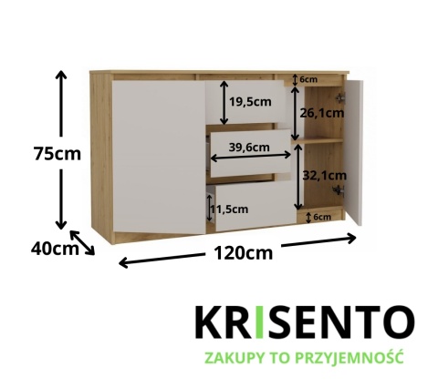 Komoda z szufladami i półkami KOM-912-ART-KASZ