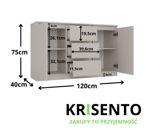 Szafka z szufladami i półkami 120cm KOM-912-KASZ