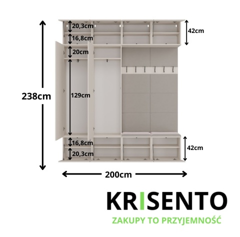 Zestaw do przedpokoju z siedziskiem GAR-108-2W-2S-KASZ