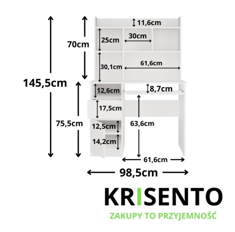 Białe biurko z nadstawką BIUR-727-NADST-BIEL-MAT-L