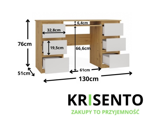 Biurko 130 cm BIUR-705-ART-BIEL-MAT