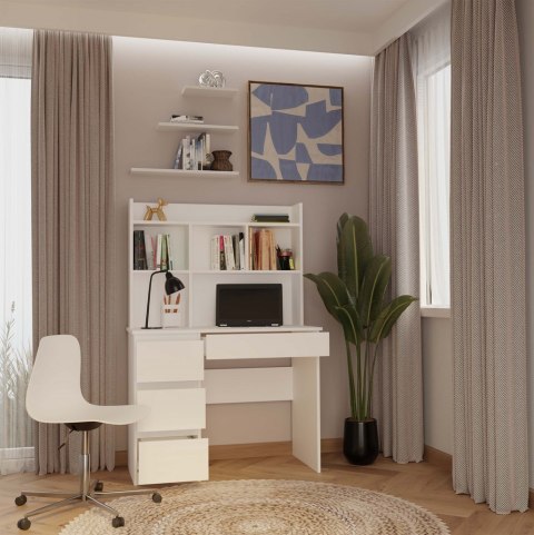 Biurko młodzieżowe z nadstawką BIUR-706-NADST-BIEL-MAT-L