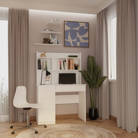 Biurko młodzieżowe z nadstawką BIUR-706-NADST-BIEL-MAT-L