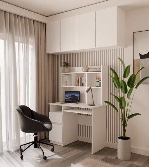 Białe biurko z nadstawką BIUR-727-NADST-BIEL-MAT-L