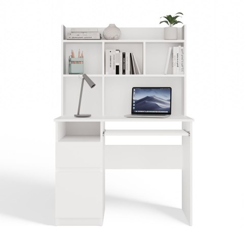 Białe biurko z nadstawką BIUR-727-NADST-BIEL-MAT-L