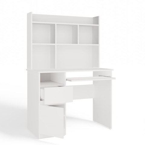 Białe biurko z nadstawką BIUR-727-NADST-BIEL-MAT-L