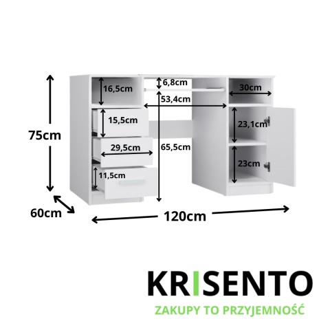 Biurko białe 120 cm BIUR-733-BIEL-MAT
