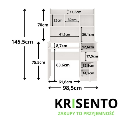Biurko białe z nadstawką BIUR-727-NADST-BIEL-MAT-P