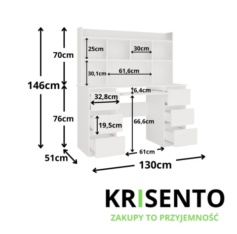 Biurko z nadstawką BIUR-705-NADST-BIEL-MAT