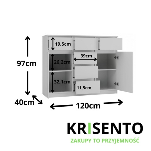 Duża komoda KOM-931-BIEL-MAT