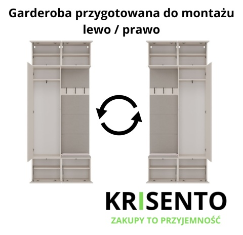 Garderoba do przedpokoju z szafą i siedziskiem GAR-108-1W-1S-KASZ