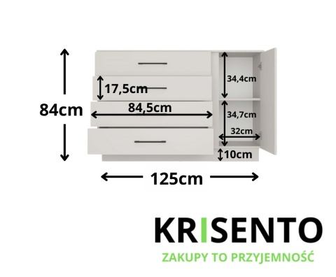 Komoda 125 cm KOM-943-KASZ