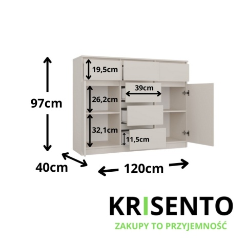 Pojemna komoda 120x40x100cm KOM-931-KASZ