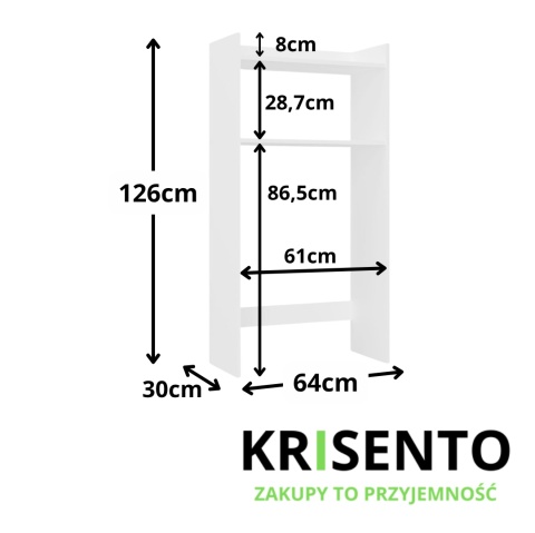 Regał łazienkowy nad pralkę LAZ-1328-BIEL-MAT