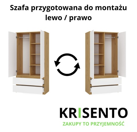 Szafa 2 drzwiowa SZAF-1008-ART-BIEL-MAT