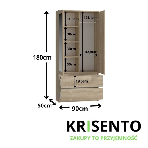 Szafa 50 cm głębokości dąb sonoma SZAF-1009-SON