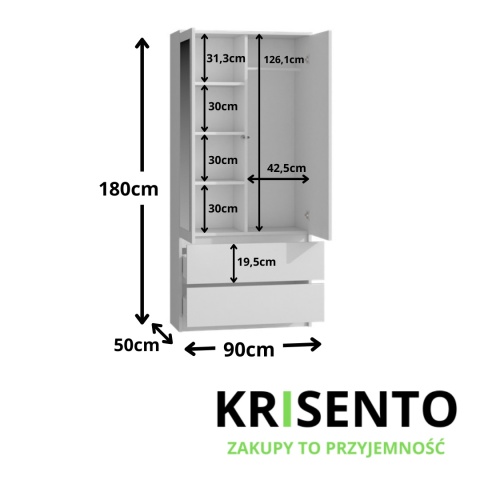 Szafa do wiatrołapu 50x90x180 cm SZAF-1009-BIEL-MAT