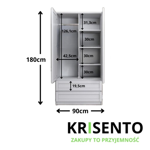 Szafa frezowana 90cm SZAF-1010-BIEL-MAT