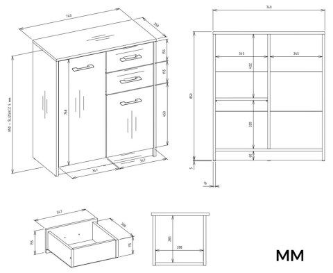 Komoda do jadalni nowoczesna KOM-944-ANT-ART