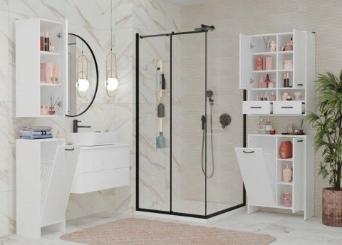 Półsłupek łazienkowy z koszem na pranie LAZ-1330-BIEL-MAT