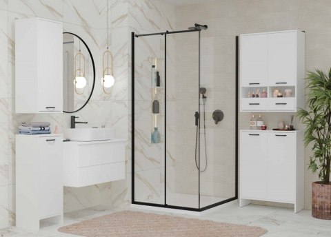 Półsłupek łazienkowy z koszem na pranie LAZ-1330-BIEL-MAT