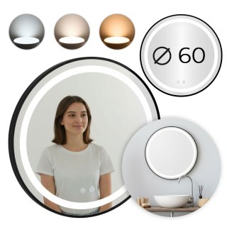 Lustro okrągłe led 60 cm LUS-2003-CZERN-60-LED
