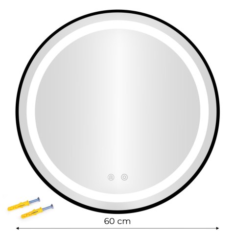 Lustro okrągłe led 60 cm LUS-2003-CZERN-60-LED