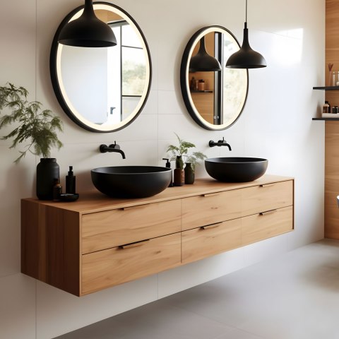 Lustro led okrągłe 80 cm LUS-2003-CZERN-80-LED