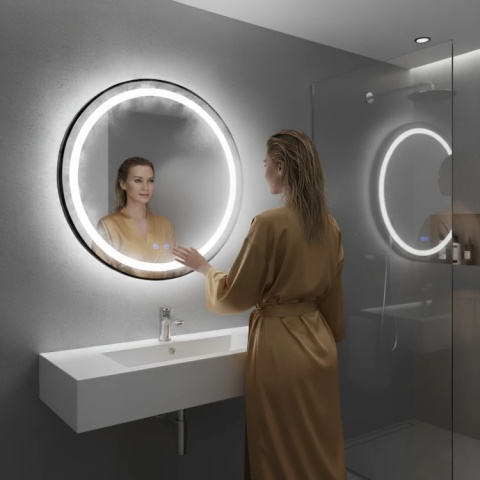 Lustro okrągłe led 60 cm LUS-2003-CZERN-60-LED