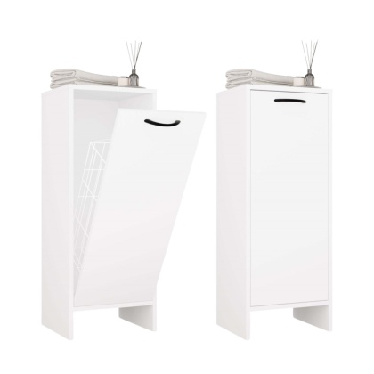 Półsłupek łazienkowy z koszem na pranie LAZ-1330-BIEL-MAT