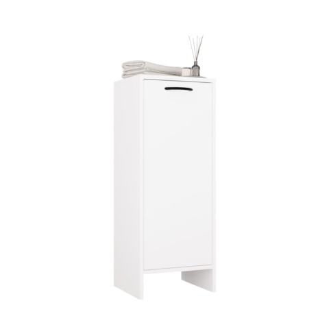 Półsłupek łazienkowy z koszem na pranie LAZ-1330-BIEL-MAT