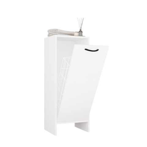 Półsłupek łazienkowy z koszem na pranie LAZ-1330-BIEL-MAT
