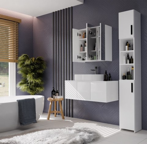 Szafka łazienkowa wisząca z lustrami LAZ-1336-BIEL