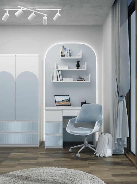 Biurko dla chłopca BIUR-706-BIEL-NIEB-L