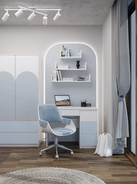 Biurko do pokoju dziecięcego BIUR-706-BIEL-NIEB-P