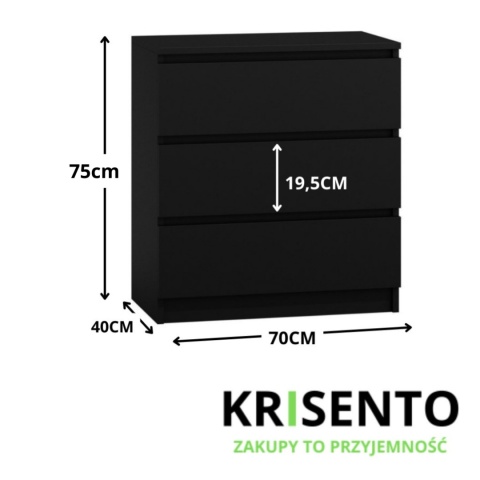 Czarna komoda z szufladami KOM-901-CZERN-MAT
