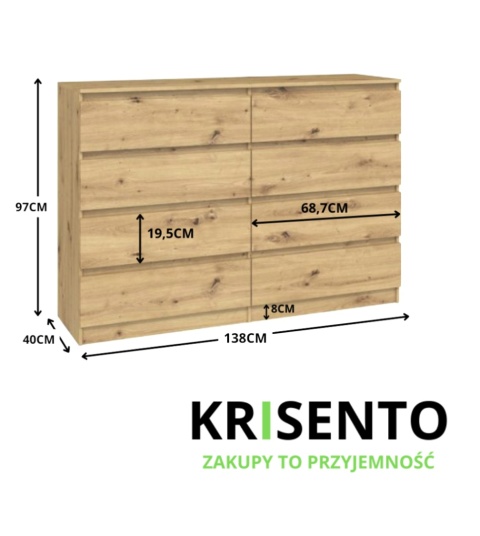 Długa komoda do salonu 140cm KOM-908-ART