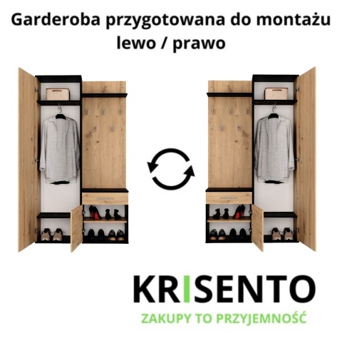 Duża garderoba antracyt - dąb artisan GAR-104-ANT-ART